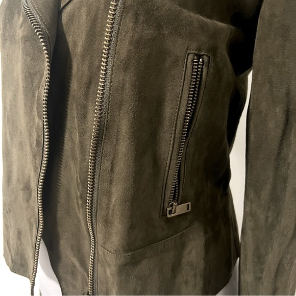 Massimo Dutti Women’s Size Small Olive 100% Sheep Leather Super Soft Suede EUC - Picture 3 of 16